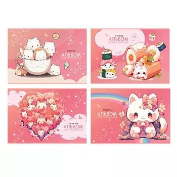 альбом для рисования BG Kawaii 40л А4 100 г/кв.м на скрепке металлизация