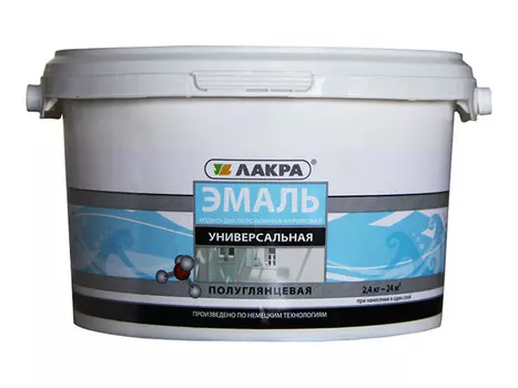 эмаль акриловая ЛАКРА универсальная п/глянцевая белая 2,4кг, арт.ЭмУнивП/гл2,4