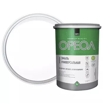 эмаль акриловая ОРЕОЛ матовая белая 1,1кг, арт.85902
