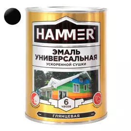 эмаль алкидная HAMMER ускоренной сушки 0,9кг черная, арт.ЭК000135031