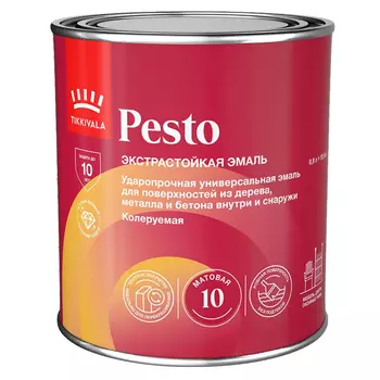 эмаль алкидная TIKKURILA Pesto 10 база A 0,9л белая, арт.700001164
