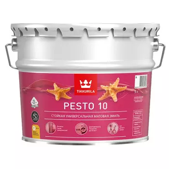 эмаль алкидная TIKKURILA Pesto 10 база A 9л белая, арт.700001166