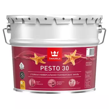 эмаль алкидная TIKKURILA Pesto 30 база A 9л белая, арт.700001172