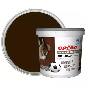 эмаль для пола ОРЕОЛ акриловая полуматовая венге 0,9кг, арт.73369