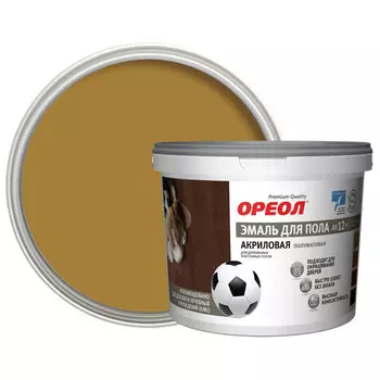 эмаль для пола ОРЕОЛ акриловая полуматовая желто-коричневая 2,3кг, арт.73364