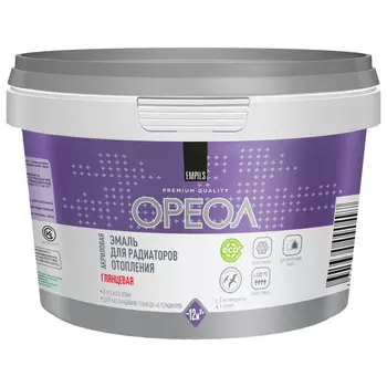 эмаль для радиаторов отопления ОРЕОЛ термостойкая глянцевая 0,5кг, арт.85256