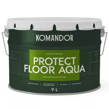 эмаль KOMANDOR Protect Floor Aqua для пола база С 9 л бесцветная,арт.S1314003010