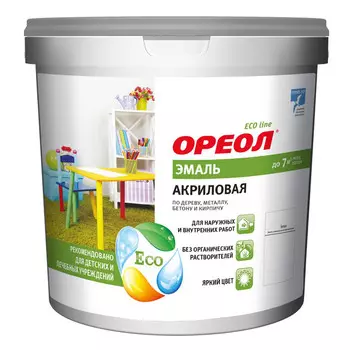 эмаль ОРЕОЛ акриловая матовая белая 0,9 кг, арт.70661