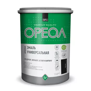 эмаль ОРЕОЛ акриловая матовая чёрная 1,1 кг, арт.85907