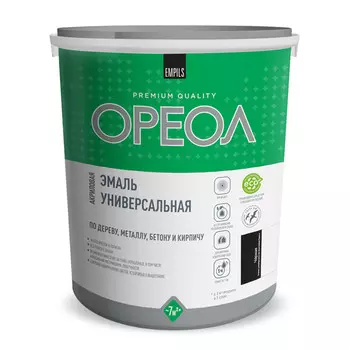 эмаль ОРЕОЛ акриловая матовая чёрная 3кг, арт.85908