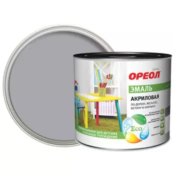 эмаль ОРЕОЛ акриловая матовая серая 1,9 кг, арт.71788