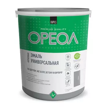 эмаль ОРЕОЛ акриловая матовая серая 3кг, арт.85906