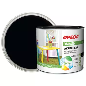 эмаль ОРЕОЛ акриловаяматовая чёрная 1,9кг, арт.71791