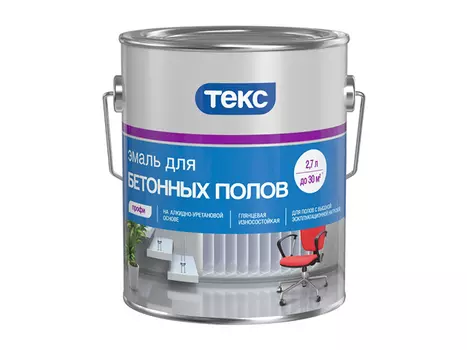 эмаль ТЕКС Профи д/бетонных полов 2,7л светло-серая, арт.700008220