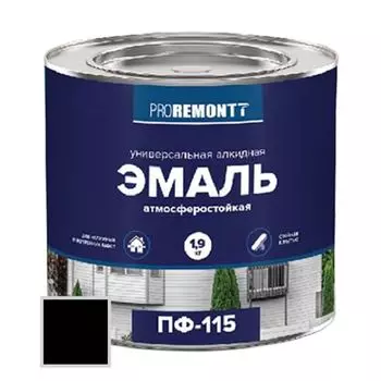 эмаль универсальная PROREMONTT ПФ-115 черная 1,9кг, арт.4603292020457
