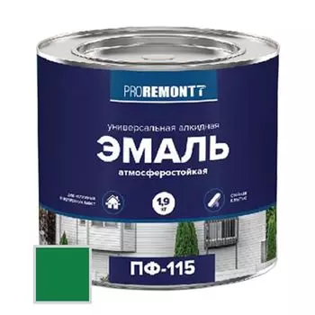 эмаль универсальная PROREMONTT ПФ-115 ярко-зеленая 1,9кг, арт.4603292020495
