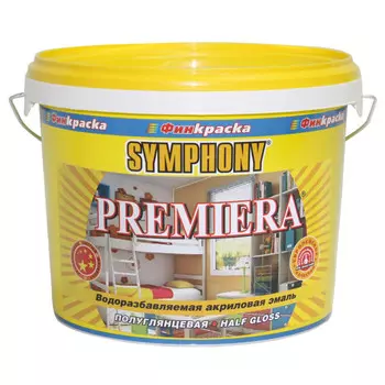 эмаль в/э SYMPHONY Premiera база А полуглянцевая 2,7л белая, арт.1100427