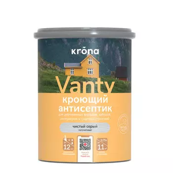 антисептик кроющий KRONA чистый серый 0,75 л, арт.66320476