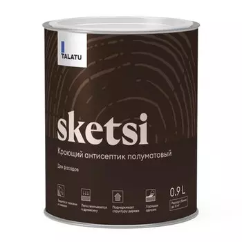 антисептик кроющий TALATU Sketsi База А для защиты деревянных фасадов 0,9 л белый, арт.S1215001001