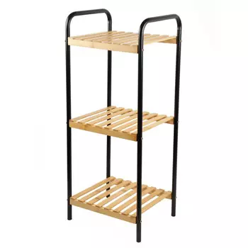 этажерка для ванной АКВАЛИНИЯ трехярусная металл бамбук черный