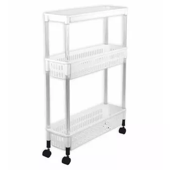 этажерка для ванной АКВАЛИНИЯ трехярусная пластик белый