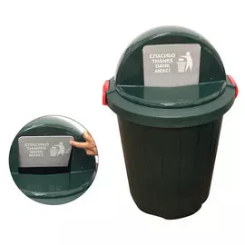 бак с крышкой-клавишей 105л на колесах п/п темно-зеленый