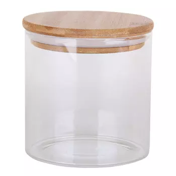 банка 0,55л 10х10,5см круглая стекло, бамбук