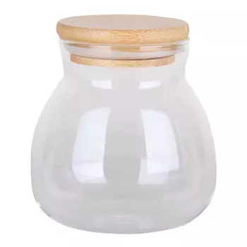 банка 0,5л 9х10,5см круглая стекло, бамбук