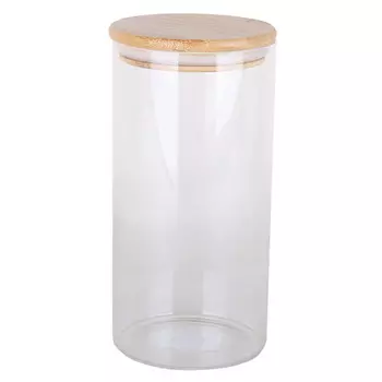 банка 1,3л 10х20,5см круглая стекло, бамбук