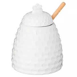 банка для меда LEFARD 400мл с ложкой фарфор, бамбук