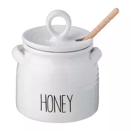 банка для меда LEFARD 450мл 11х10,5х12,5см с ложкой керамика