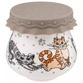 банка для меда LEFARD Озорные коты 300мл 10х9см с силиконовой крышкой фарфор
