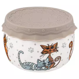 банка для меда LEFARD Озорные коты 500мл 12х8см с силиконовой крышкой фарфор