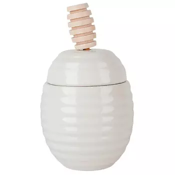 банка для меда NOUVELLE HOME Naturel 0,29л 9х9х11см с ложкой фарфор бамбук