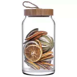 банка для продуктов PASABAHCE Woody 1,13л круглая, стекло, дерево
