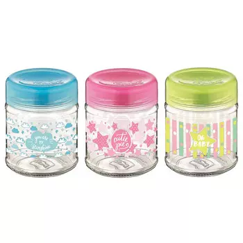 банка для продуктов RENGA Dolce 0,21л стекло, пластик в асс-те