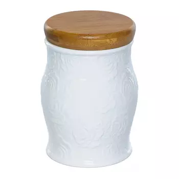 банка для продуктов Роза 1л с крышкой круглая фарфор, дерево