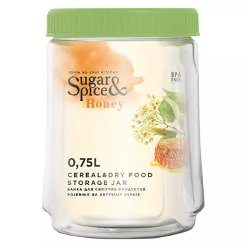 банка для продуктов SUGAR&SPICE Honey 0,75л круглая с крышкой пластик