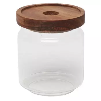 банка для продуктов TODELIA Compact 0,5л круглая стекло, акация, силикон
