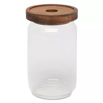 банка для продуктов TODELIA Compact 0,75л круглая стекло, акация, силикон