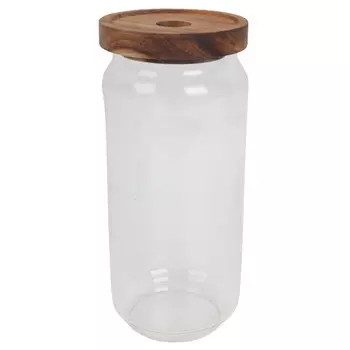 банка для продуктов TODELIA Compact 1л круглая стекло, акация, силикон
