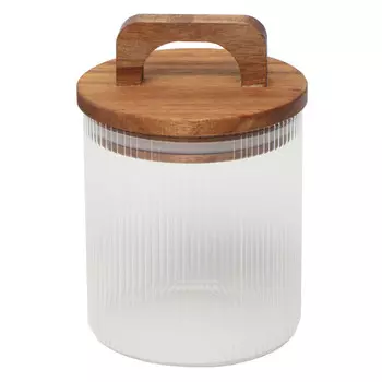 банка для продуктов TODELIA Elegance 0,55л круглая стекло, акация, силикон