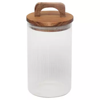 банка для продуктов TODELIA Elegance 0,85л круглая стекло, акация, силикон