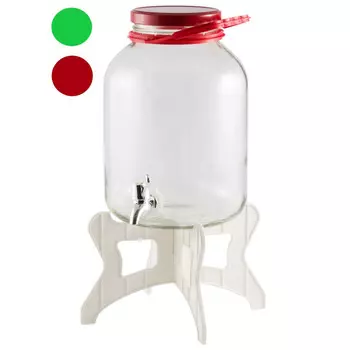 банка Лимонадник 5л с краном на подставке стекло в асс-те