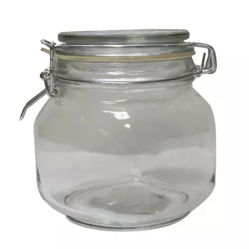 банка стеклянная 0,75 л, квадратная, с фиксатором