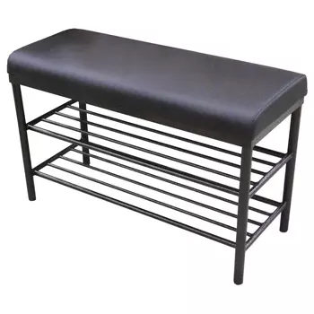 банкетка 2 полки 750х315х480мм аэро коричневый/бронза иск. кожа/металл