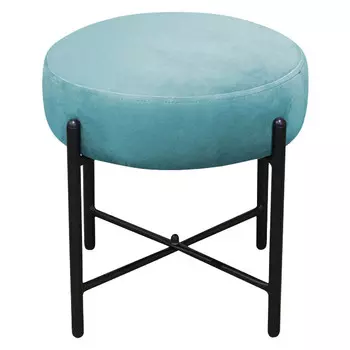 банкетка 410х410х400мм голубая пастель/черный муар ткань/металл