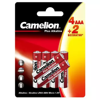 батарейка CAMELION Plus Alkaline LR03 4+2 1.5В