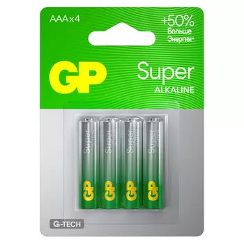 батарейка GP Batteries Super G TECH 1,5 В LR03 AAA 4шт