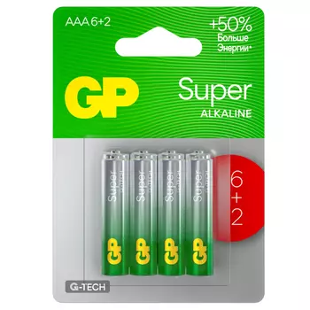 батарейка GP Batteries Super G TECH 1,5 В LR03 AAA 8 шт